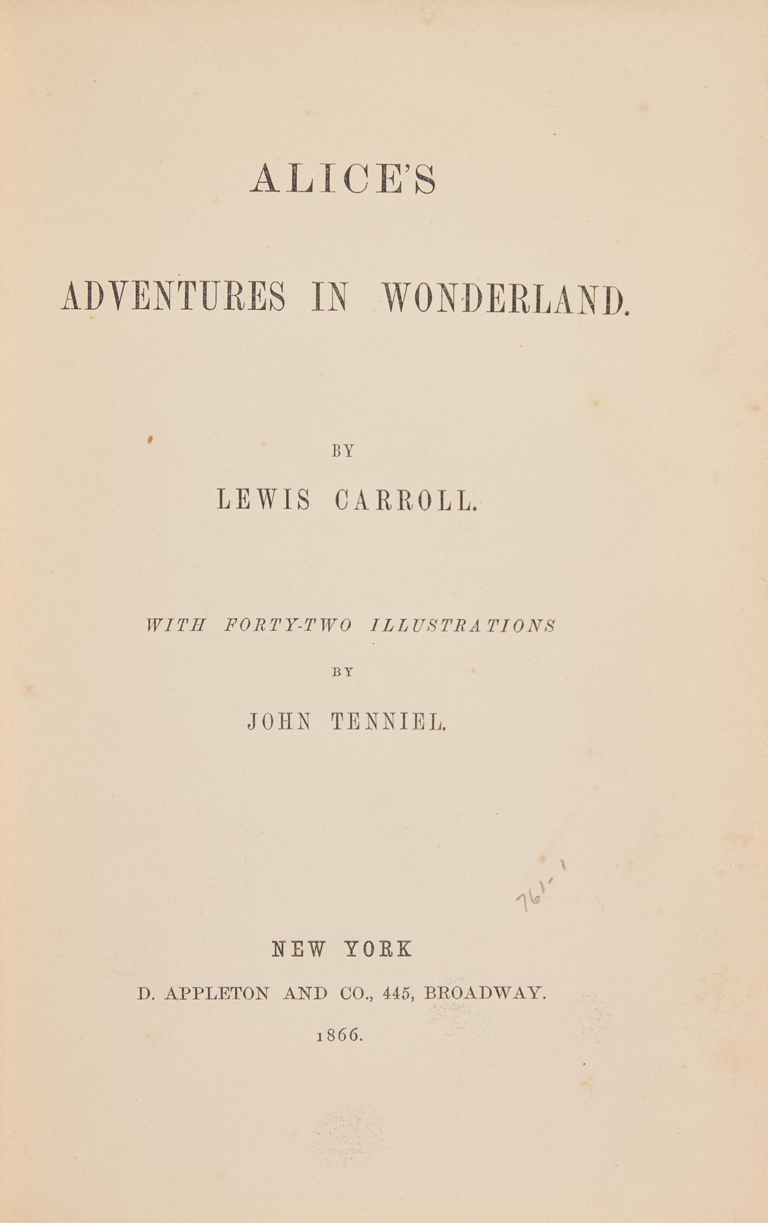 [Literature] Carroll, Lewis (Charles Lutwidge Dodgson). Alice's Adventures in Wonderland