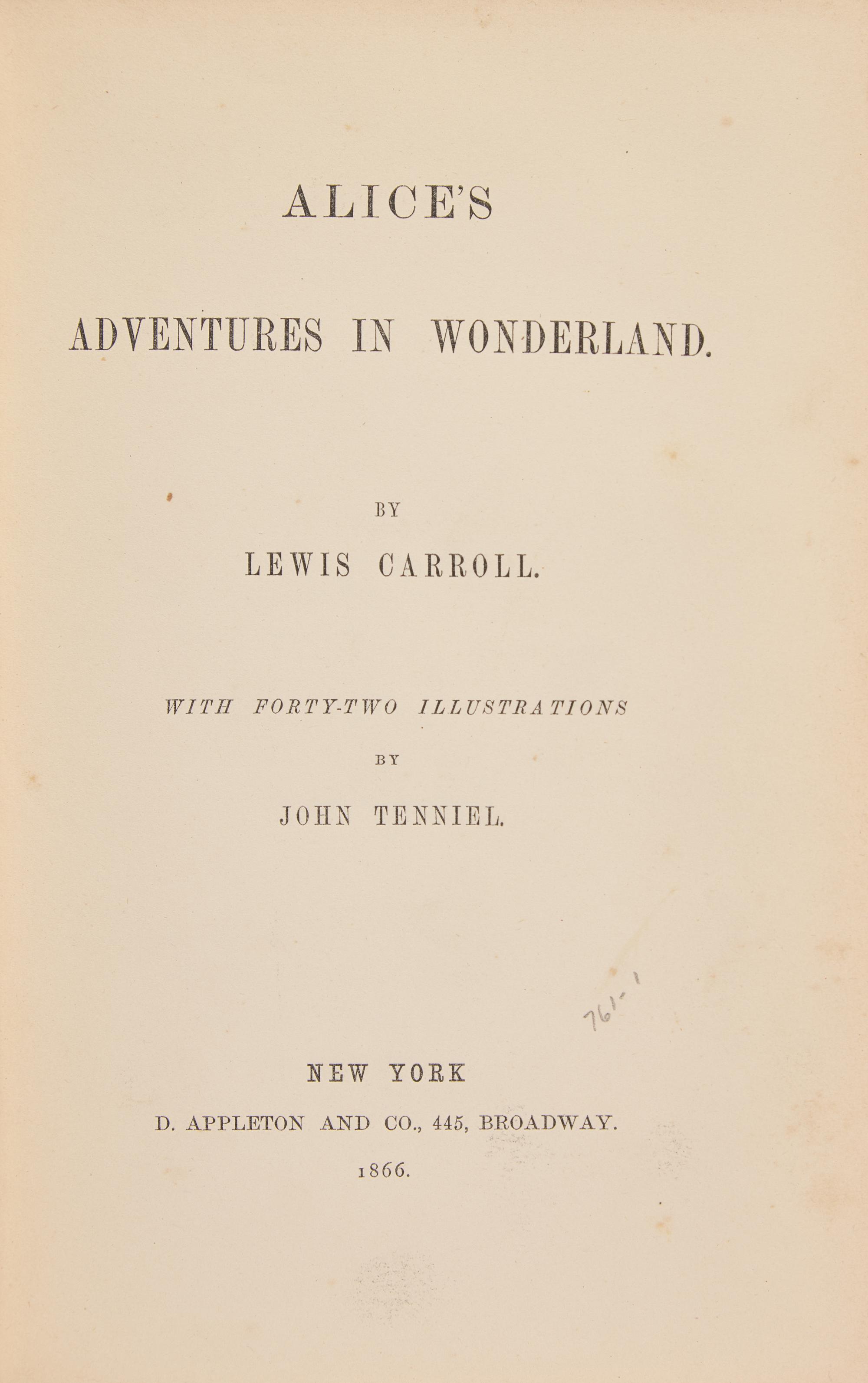 [Literature] Carroll, Lewis (Charles Lutwidge Dodgson). Alice's Adventures in Wonderland