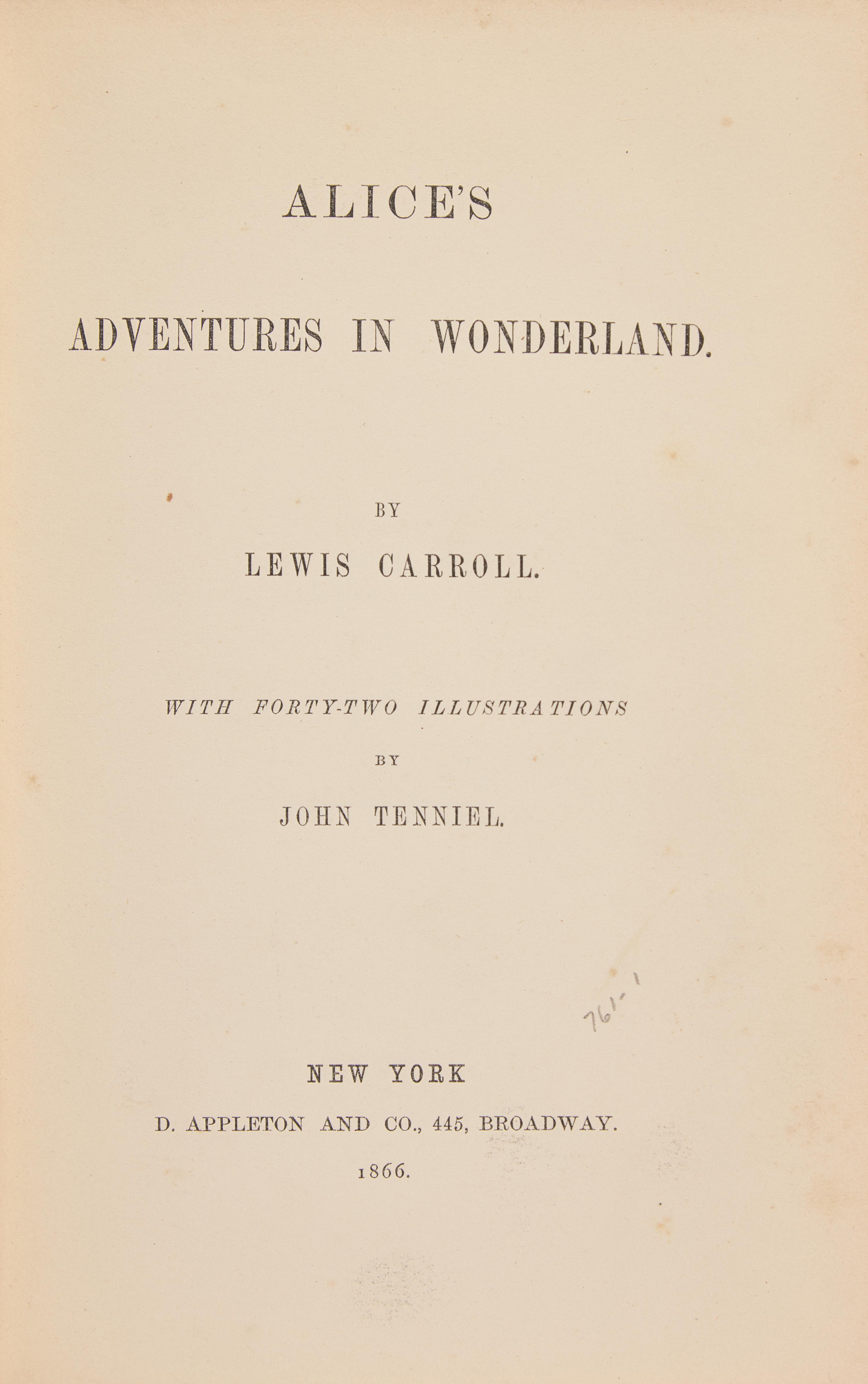 [Literature] Carroll, Lewis (Charles Lutwidge Dodgson). Alice's Adventures in Wonderland