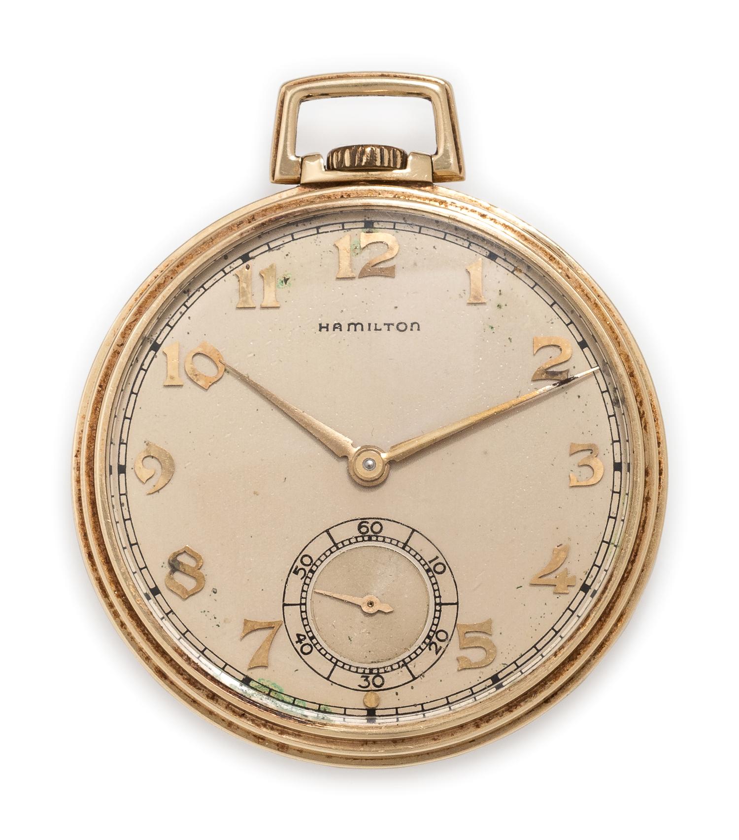 Hamilton, 14K Yellow Gold Open Face Pocket Watch, Circa 1946