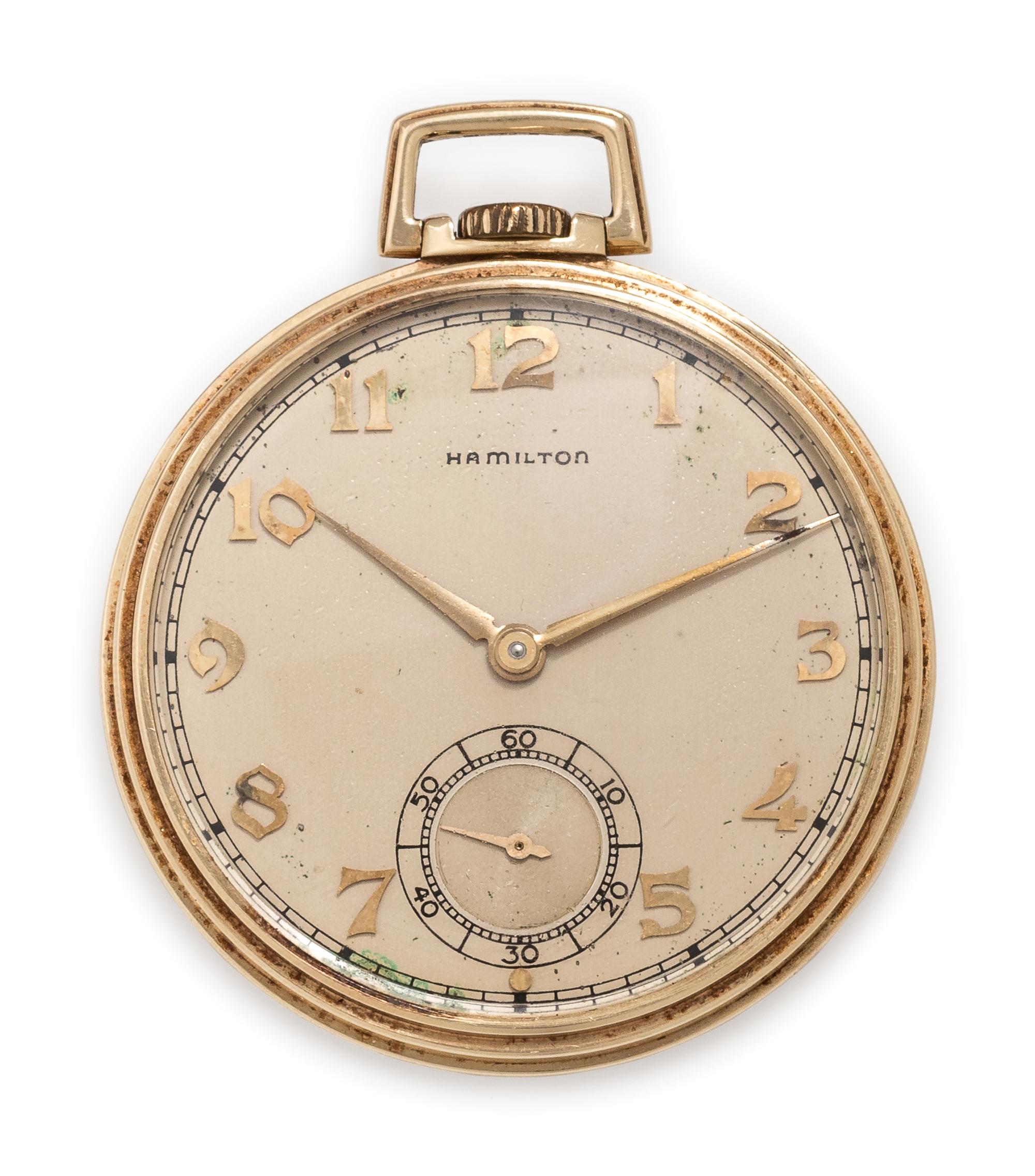 Hamilton, 14K Yellow Gold Open Face Pocket Watch, Circa 1946
