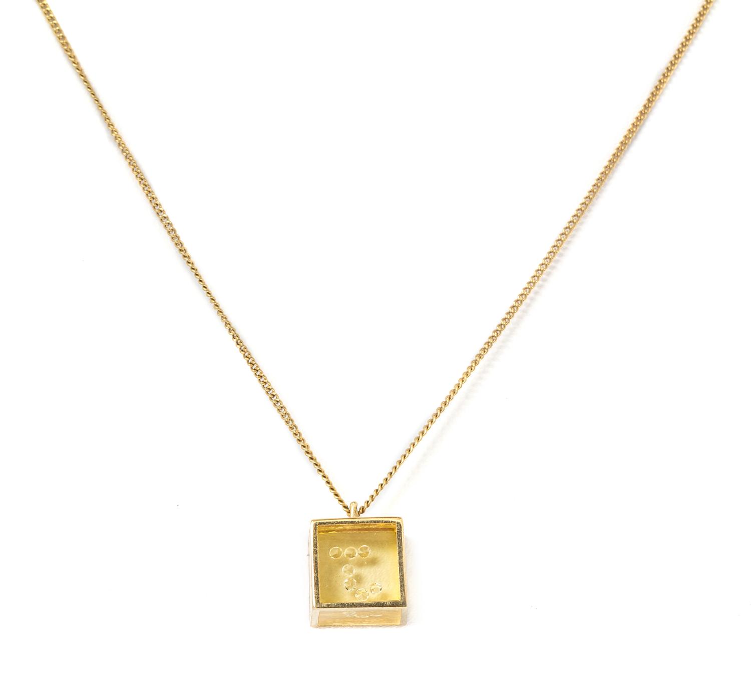 A 14 Karat Yellow Gold, Diamond and Lucite Pendant Necklace, 2.00 dwts.