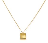 A 14 Karat Yellow Gold, Diamond and Lucite Pendant Necklace, 2.00 dwts.