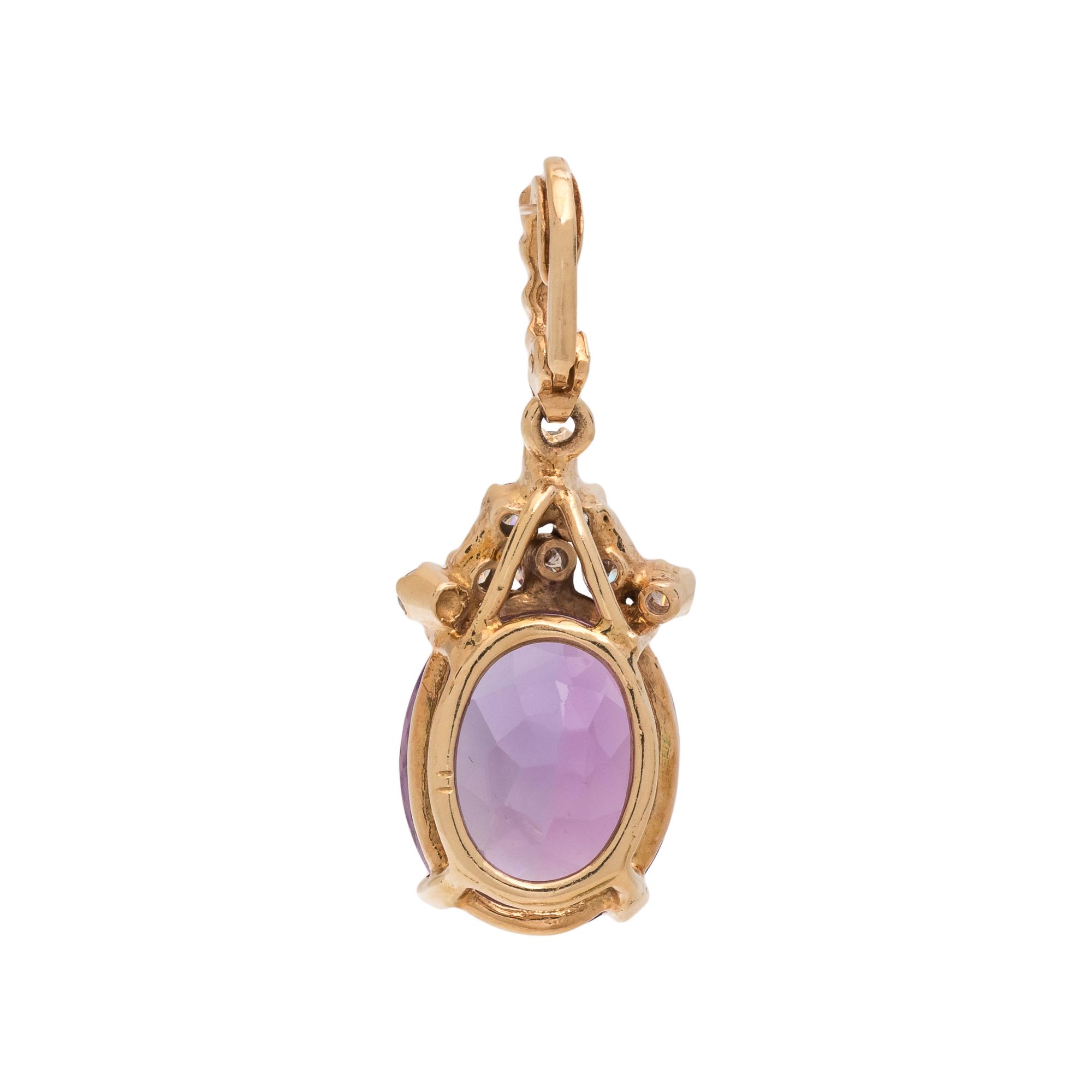 AMETHYST AND DIAMOND PENDANT
