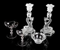 A Group of Glass Table Articles Diameter of bowl 8 inches.