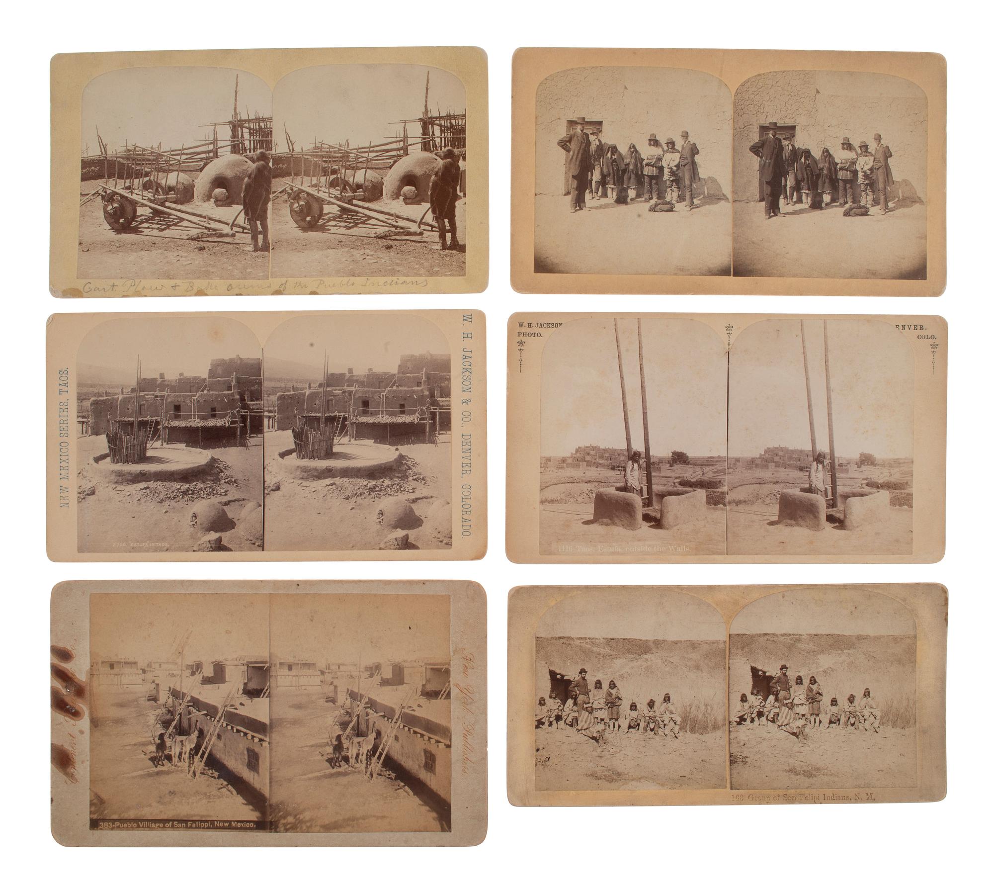 [NATIVE AMERICANS]. 6 stereoviews of Southwestern Indians, incl. images by JACKSON & GILLINGHAM.