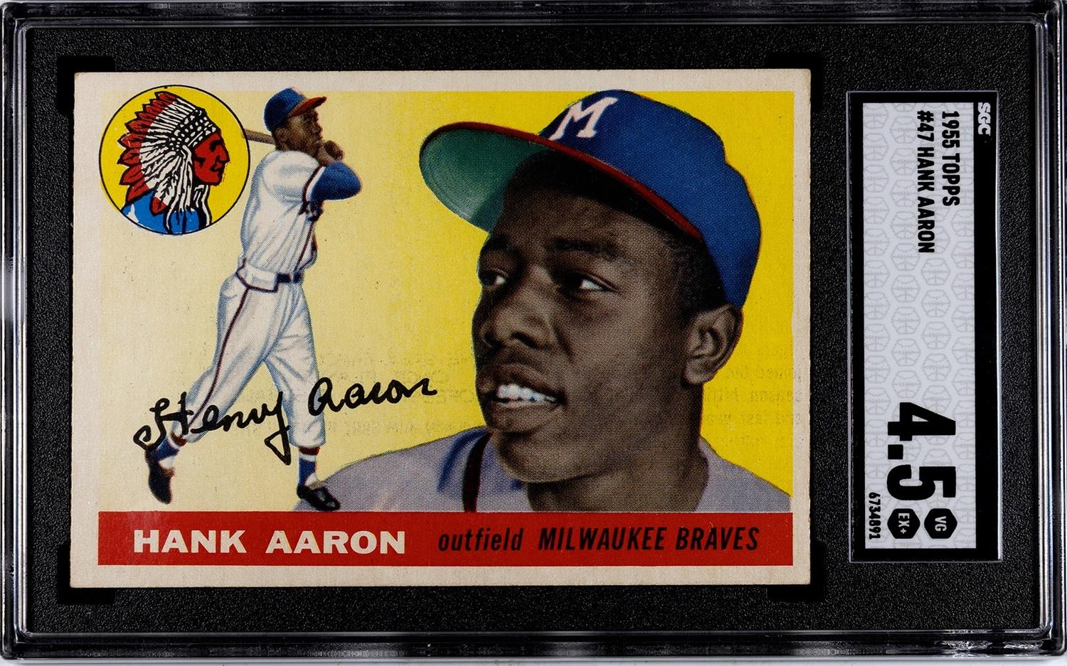 A 1955 Topps Hank Aaron Baseball Card No. 47 (SGC 4.5 VG-EX+)