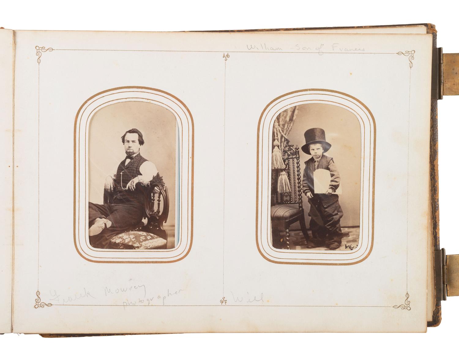 [Early Photo] Album related to photographer Francis Mowrey incl Image of Himself Dressed as a Woman
