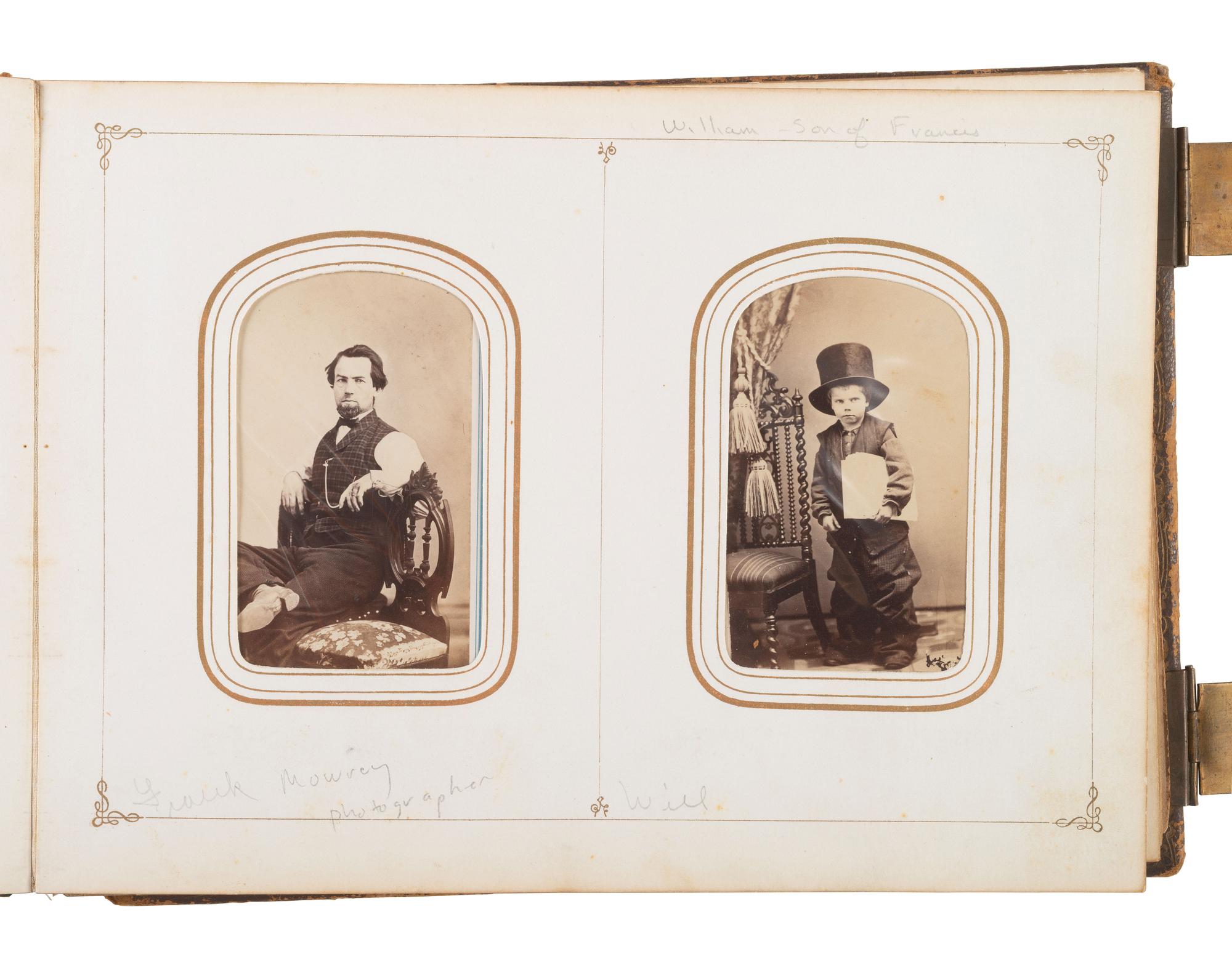 [Early Photo] Album related to photographer Francis Mowrey incl Image of Himself Dressed as a Woman