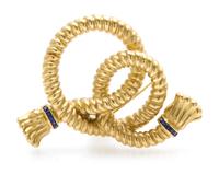 An 18 Karat Yellow Gold and Sapphire Brooch, Angela Cummings for Tiffany & Co., 27.20 dwts.