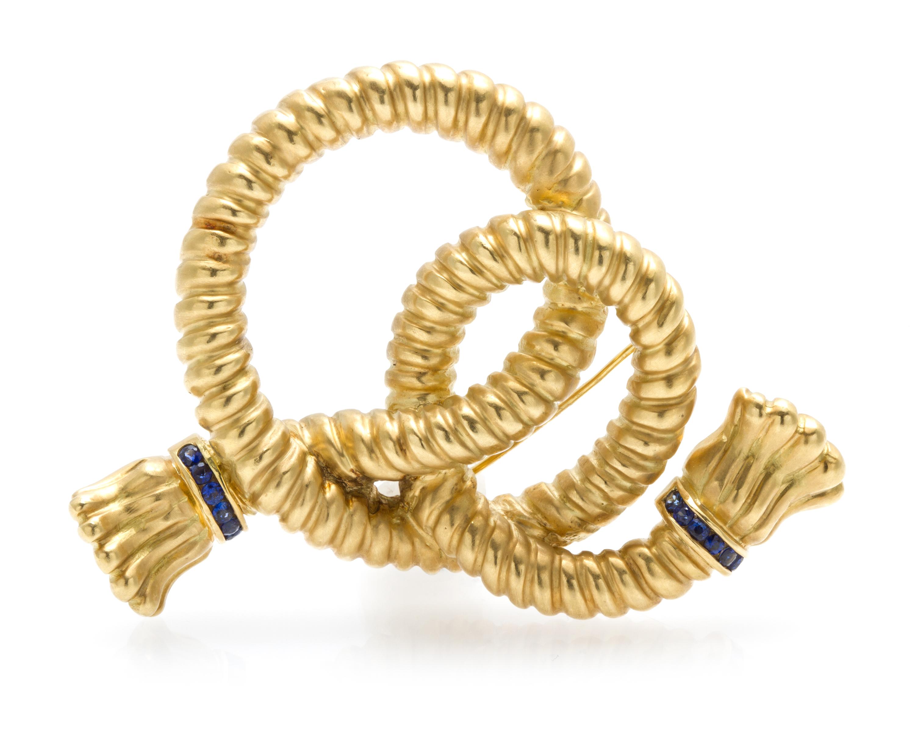 An 18 Karat Yellow Gold and Sapphire Brooch, Angela Cummings for Tiffany & Co., 27.20 dwts.