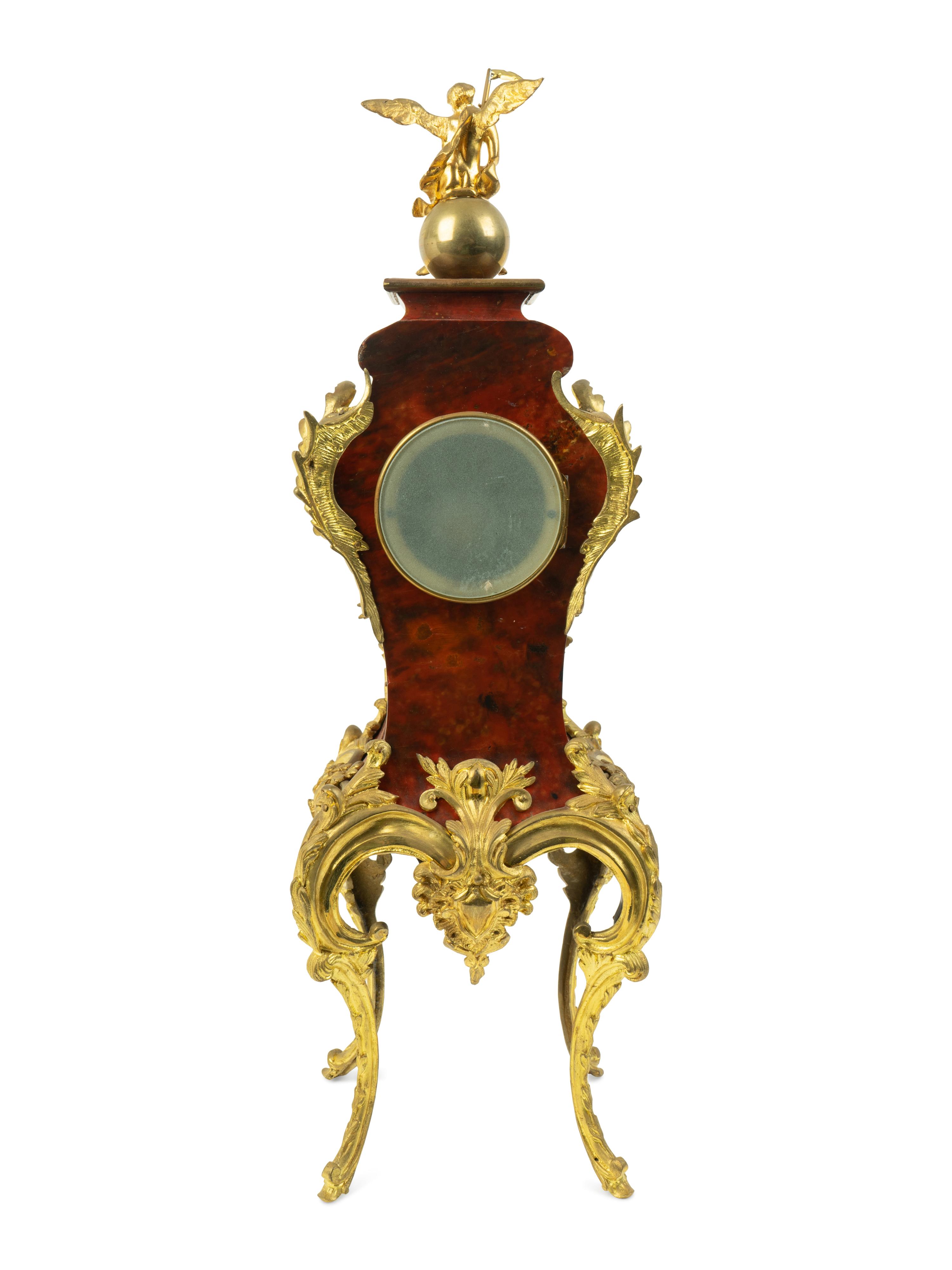A French Gilt Bronze Mounted Tortoiseshell Veneered Clock — 19TH CENTURY