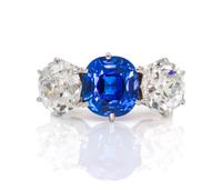 A Fine Platinum, Kashmir Sapphire and Diamond Ring, J.E. Caldwell, Circa 1910, 5.00 dwts.