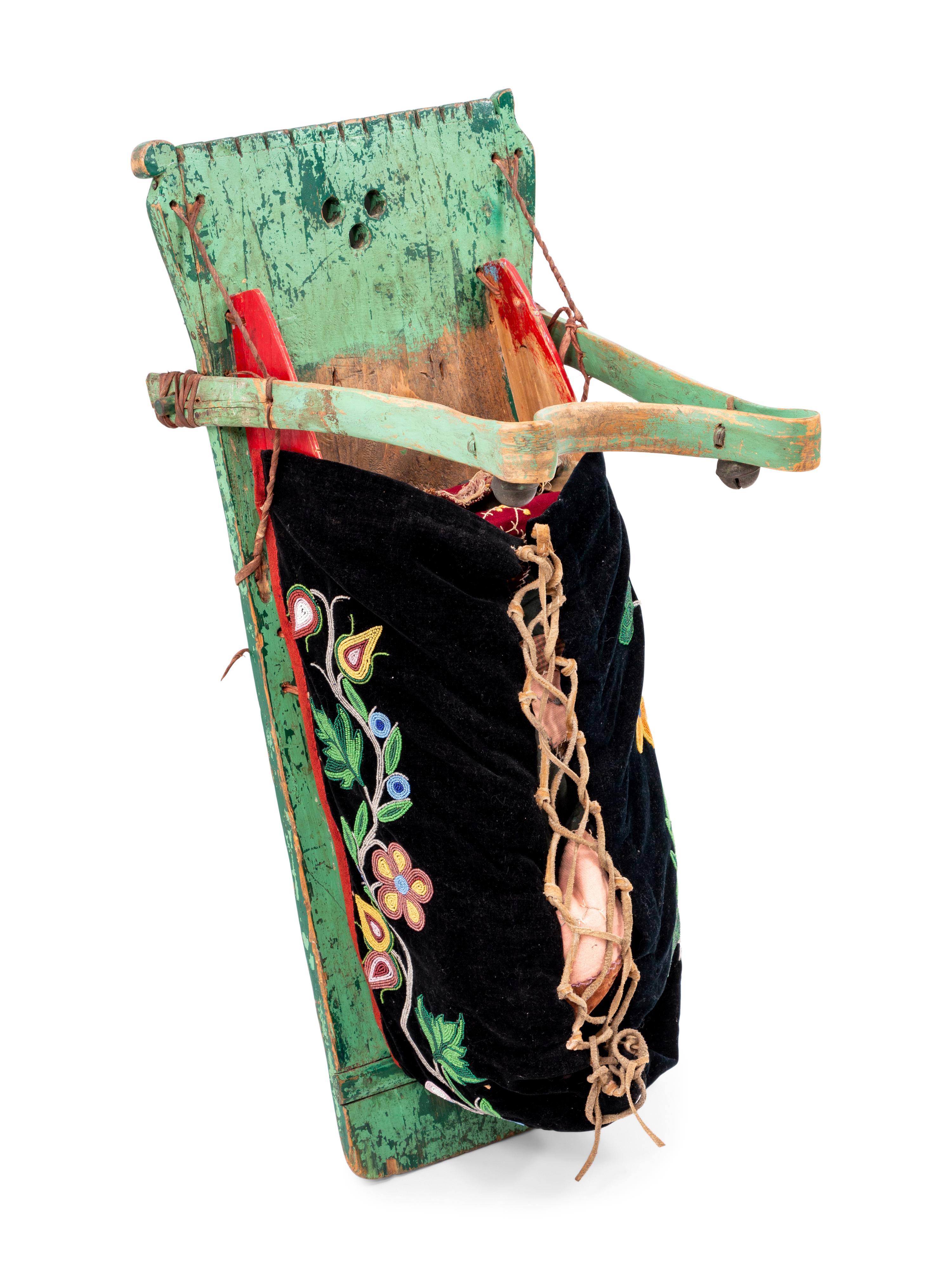 Anishinaabe Child's Wood Cradle, Full Size