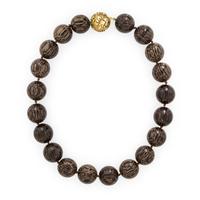 Wood, Diamond, and Yellow Gold Necklace