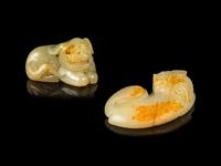 Two Chinese Jade Figures of Fu Lions