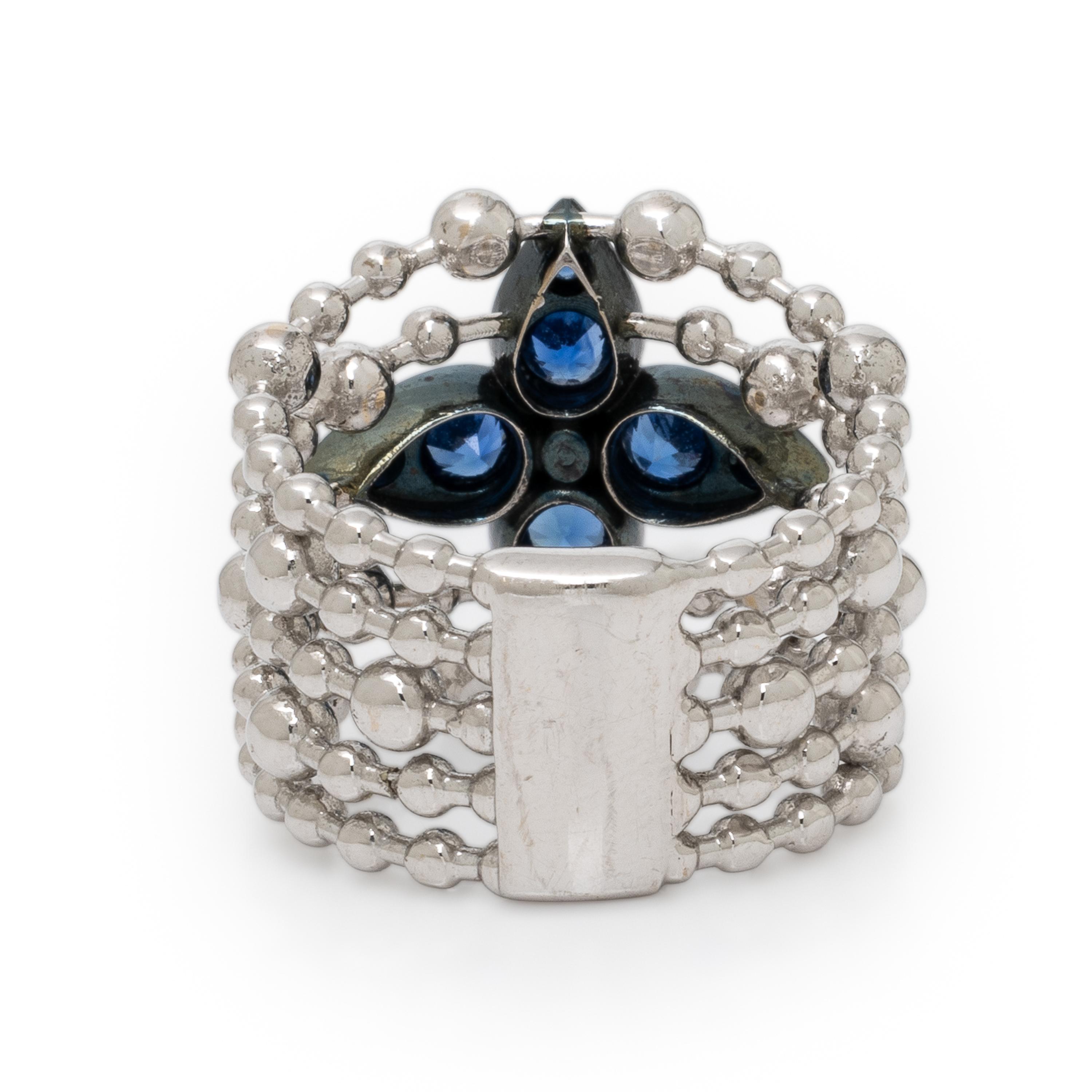 Sapphire, Diamond, and White Gold Ring