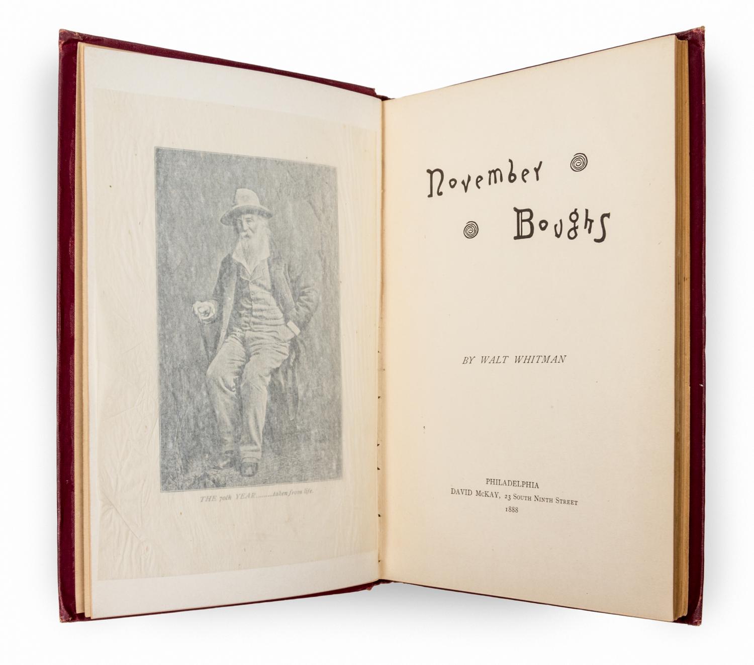 WHITMAN, WALT, November boughs. Philadelphia, 1888. First edition.