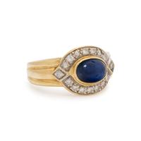 YELLOW GOLD, SAPPHIRE AND DIAMOND RING