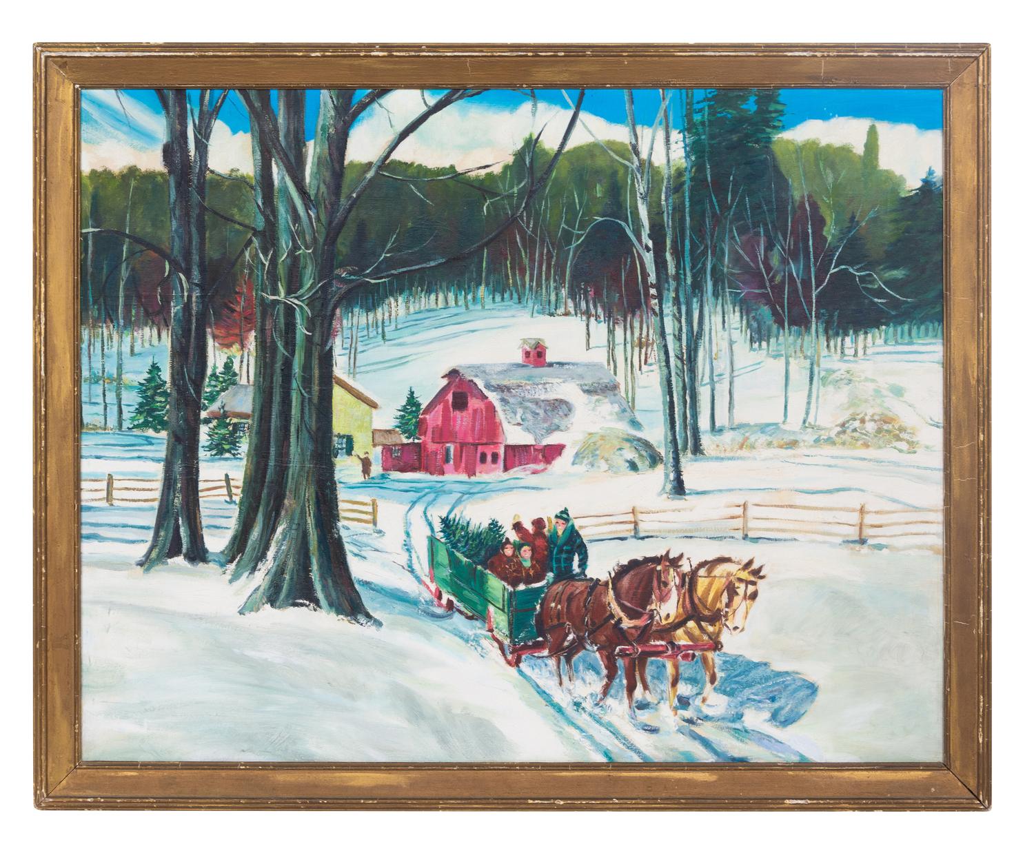 American School (20th century) Winter Landscape oil on…