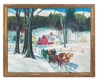 American School (20th century) Winter Landscape oil on…