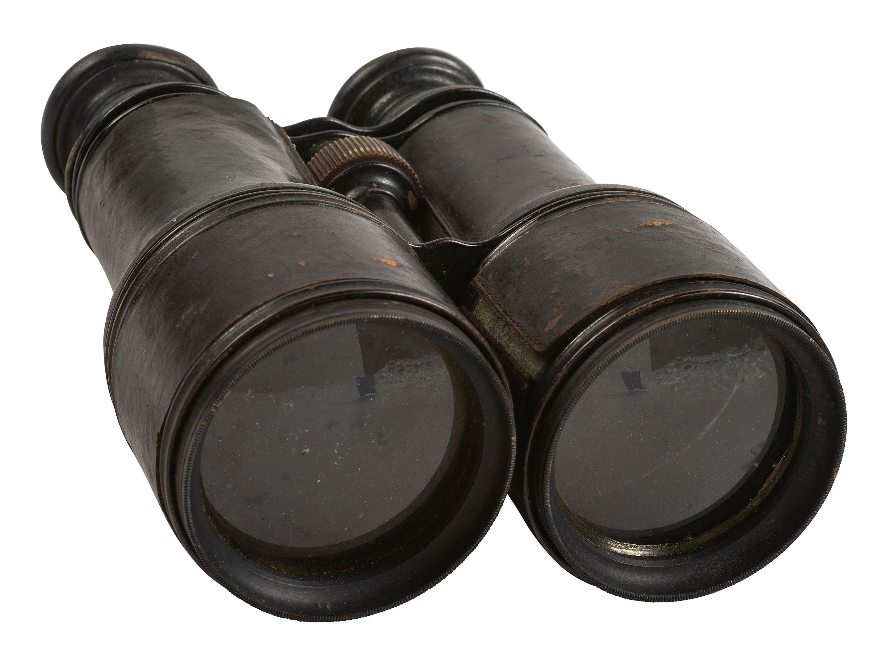[CIVIL WAR]. Civil War-era militaria including belt, cap pouch, and field glasses.