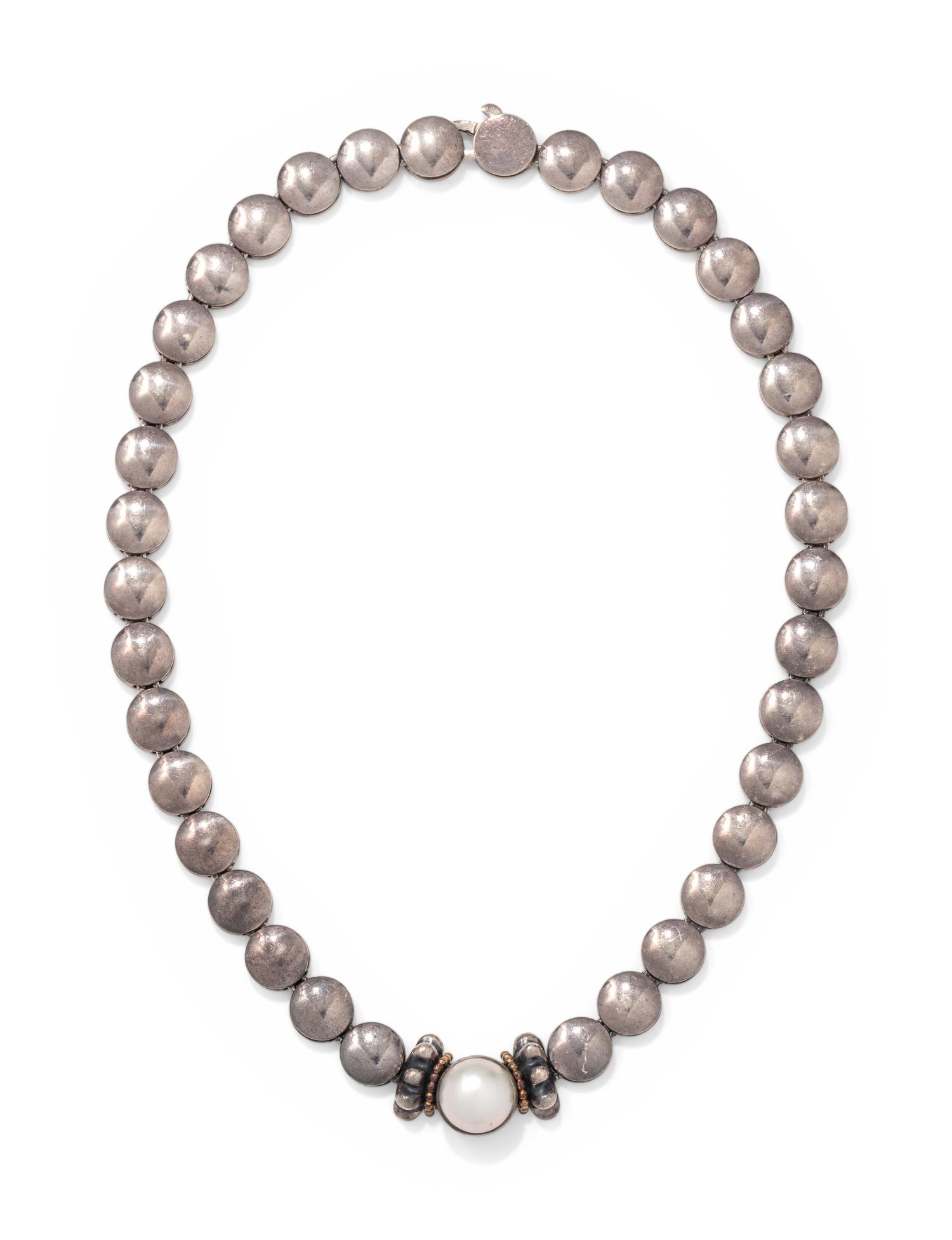 LAGOS, SILVER AND CULTURED MABE PEARL 'CAVIAR' NECKLACE