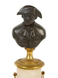 A Pair of French Bronze and Marble Small Busts