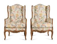 A Pair of Louis XV Style Beechwood Bergères