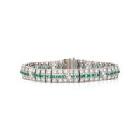 ART DECO, DIAMOND AND EMERALD BRACELET