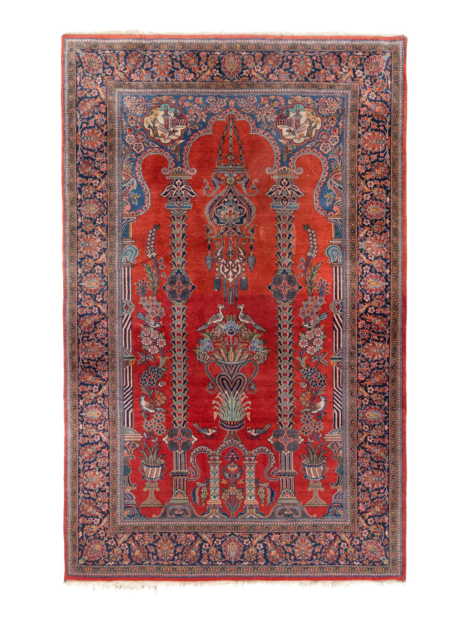 A Kashan Wool Prayer Rug