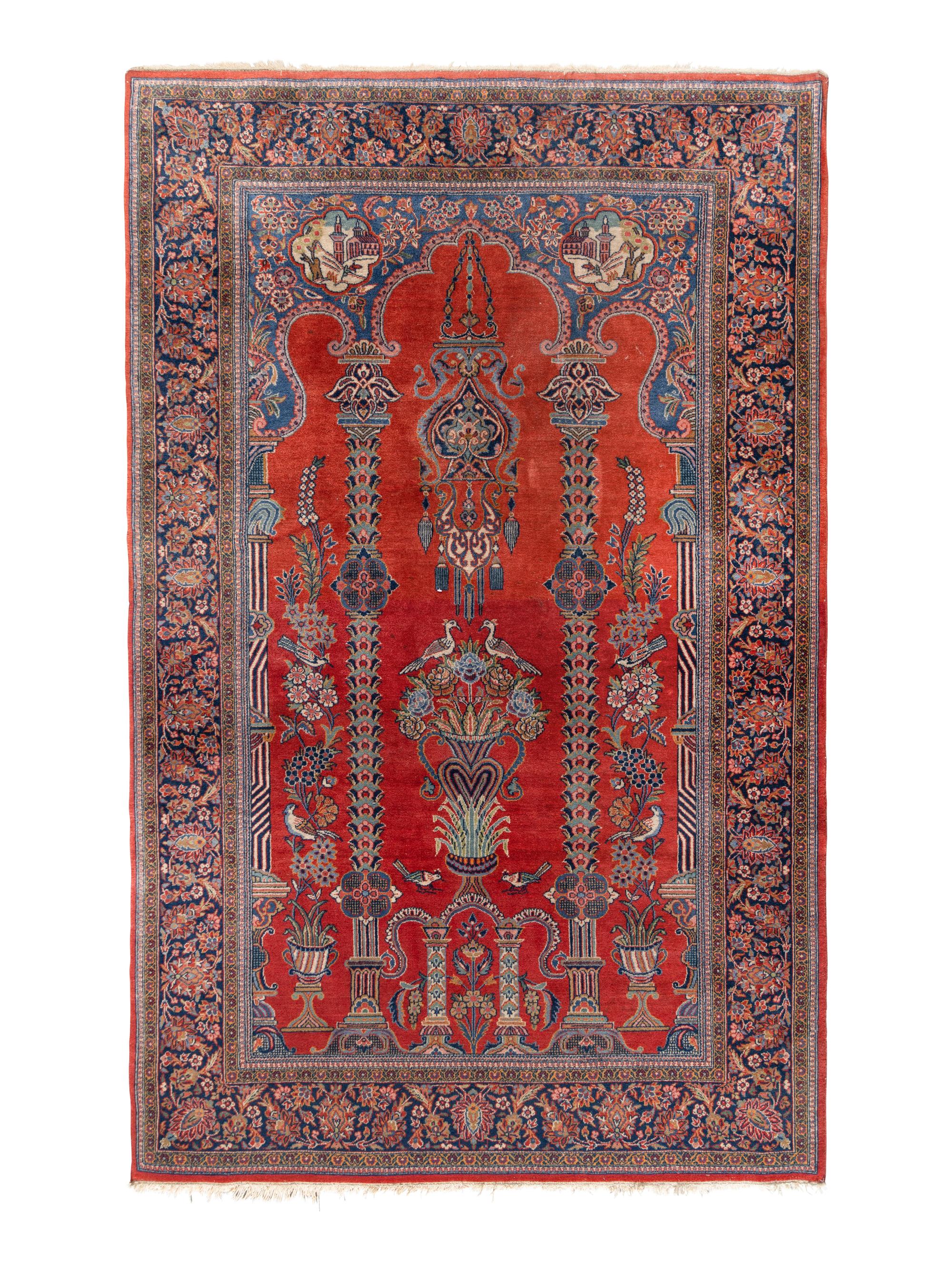 A Kashan Wool Prayer Rug
