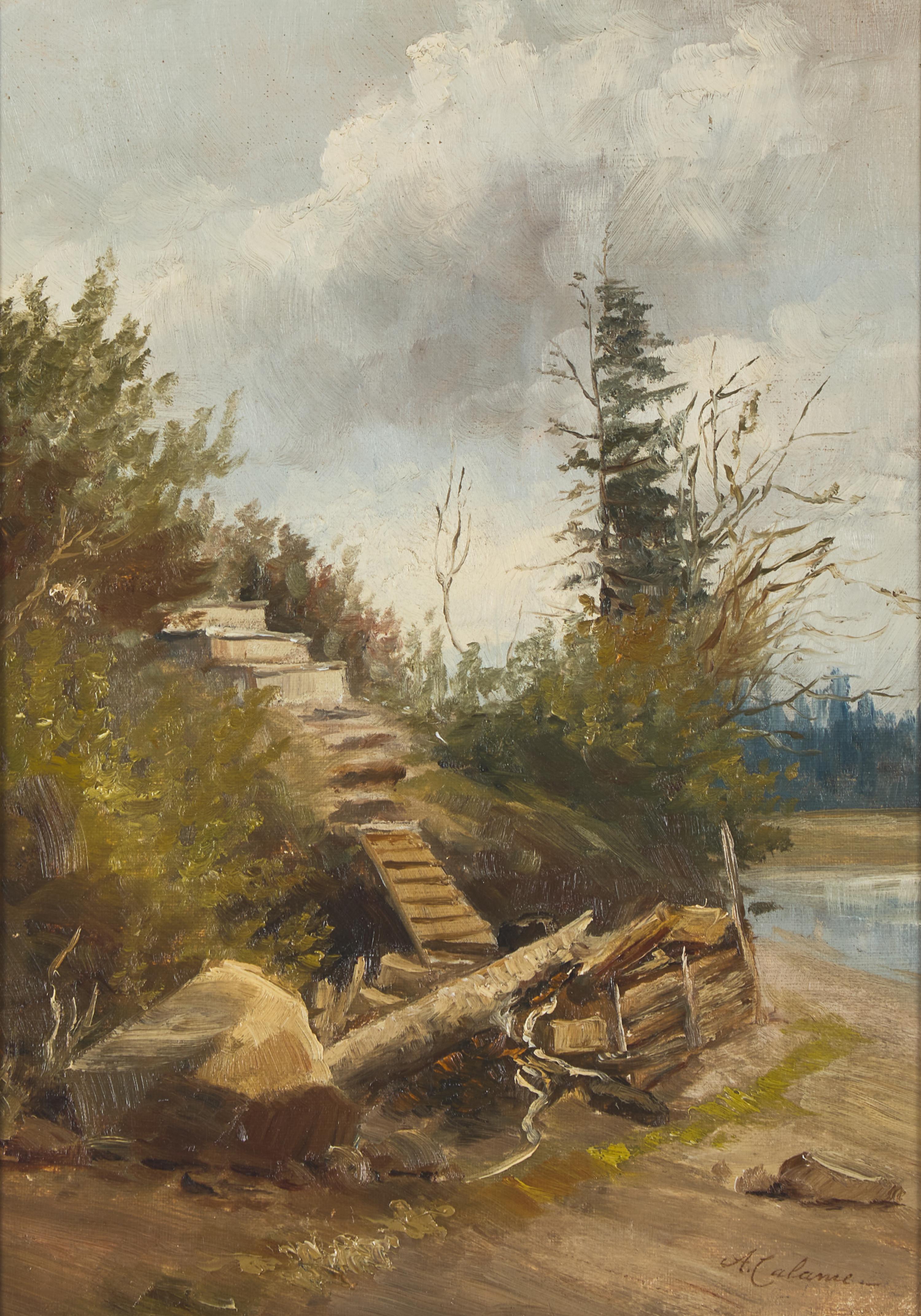 Alexandre Calame (Swiss, 1810-1864) — Vid Floden ( By the River)
