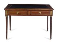 A Louis XVI Style Brass Mounted Mahogany Bureau Plat