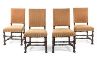 A Set of Four Jacobean Style Side Chairs Height 39 1/2 inches.
