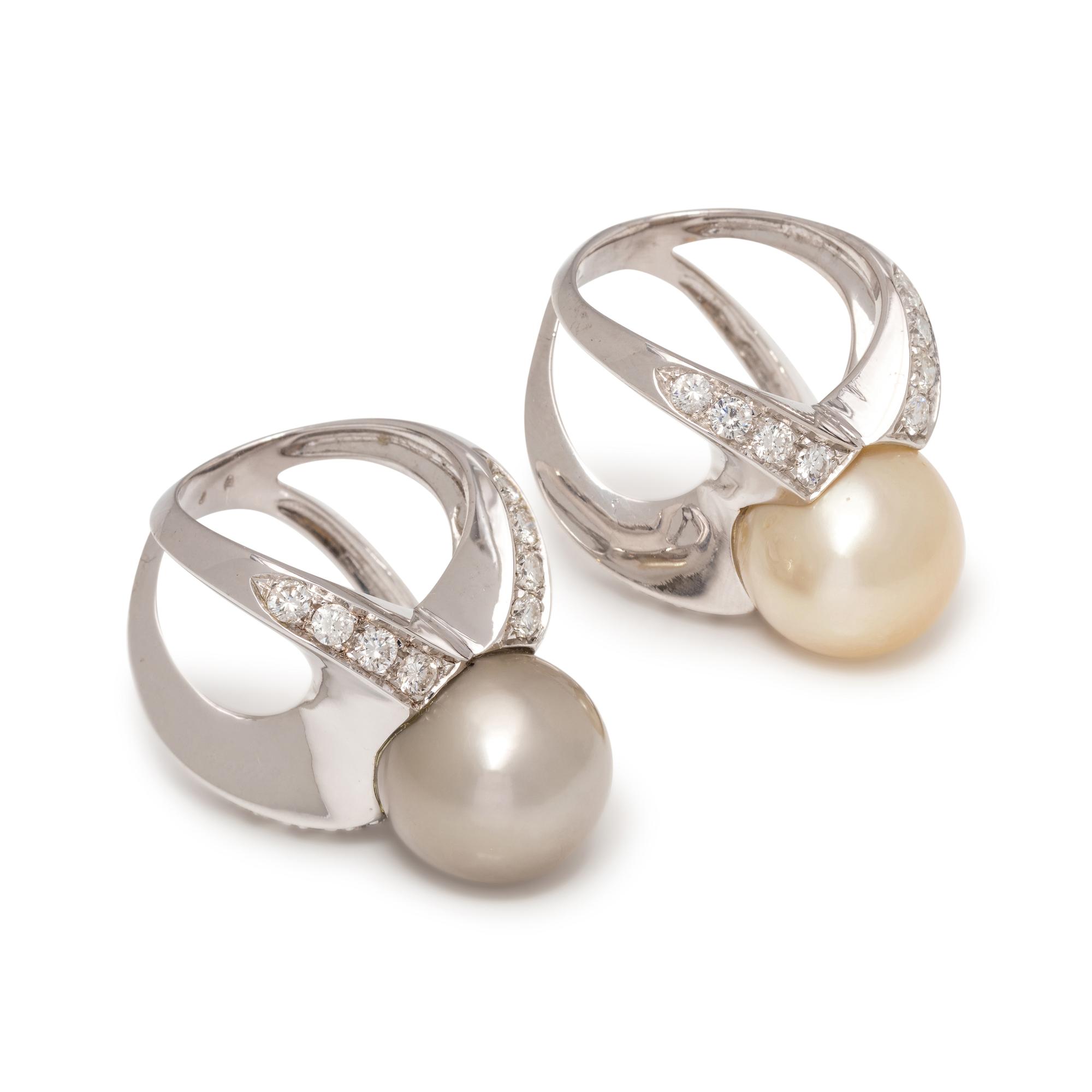 ANGELA PINTALDI, CULTURED SOUTH SEA PEARL AND DIAMOND RING SET