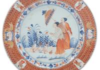 A Pair of Chinese Export Porcelain "Pronk Dame au Parasol" Pattern Plates
