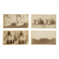 Cross, W.R. (1839-1907). A group of 4 stereoviews including Sitting Bull and his wife Travoriet at Fort Randall.