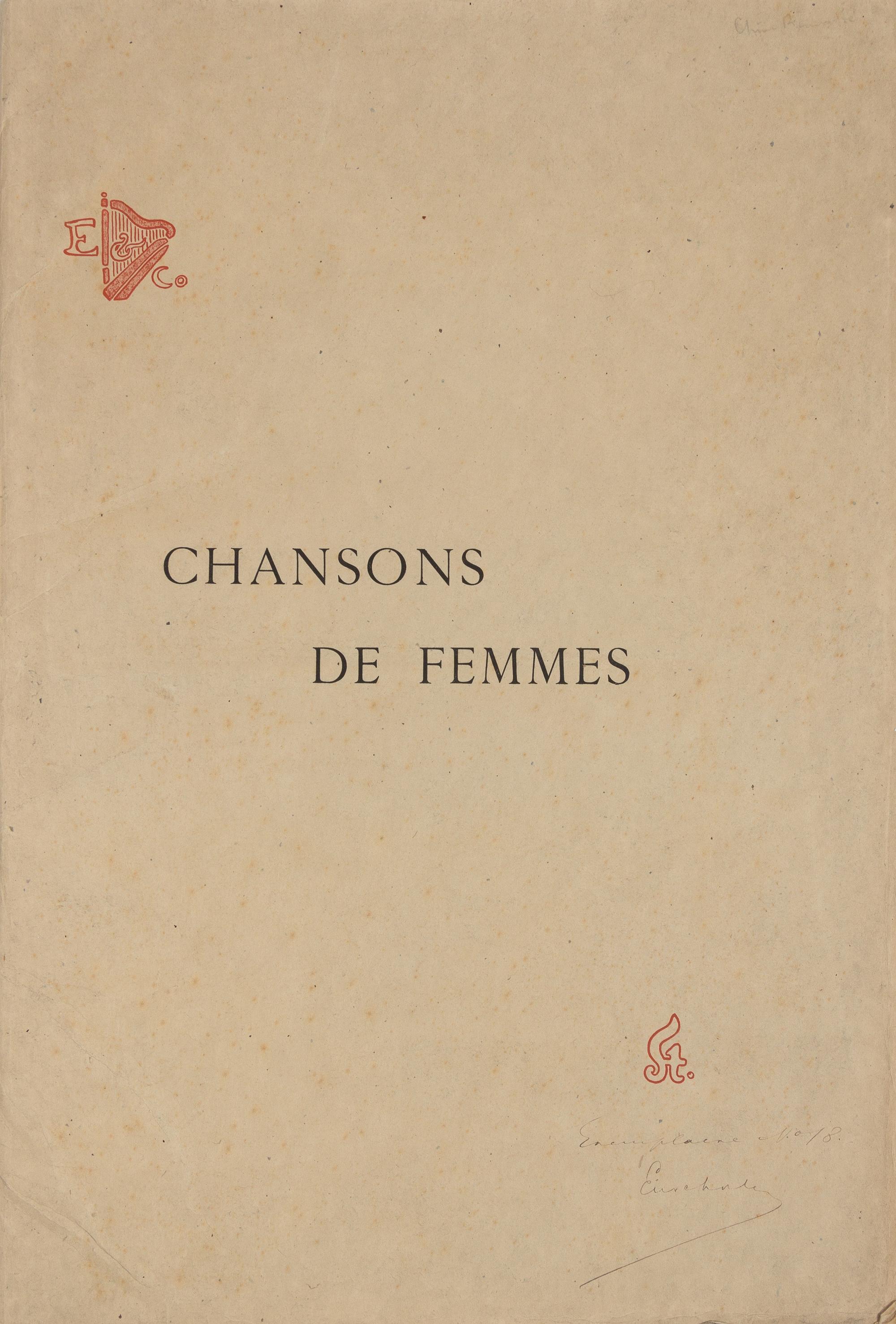 STEINLEIN, Théophile-Alexandre and Paul DELMET. Chansons de Femmes. [Paris: Enoch & Cie, ca 1897]. Lithographic title and 15 plates.