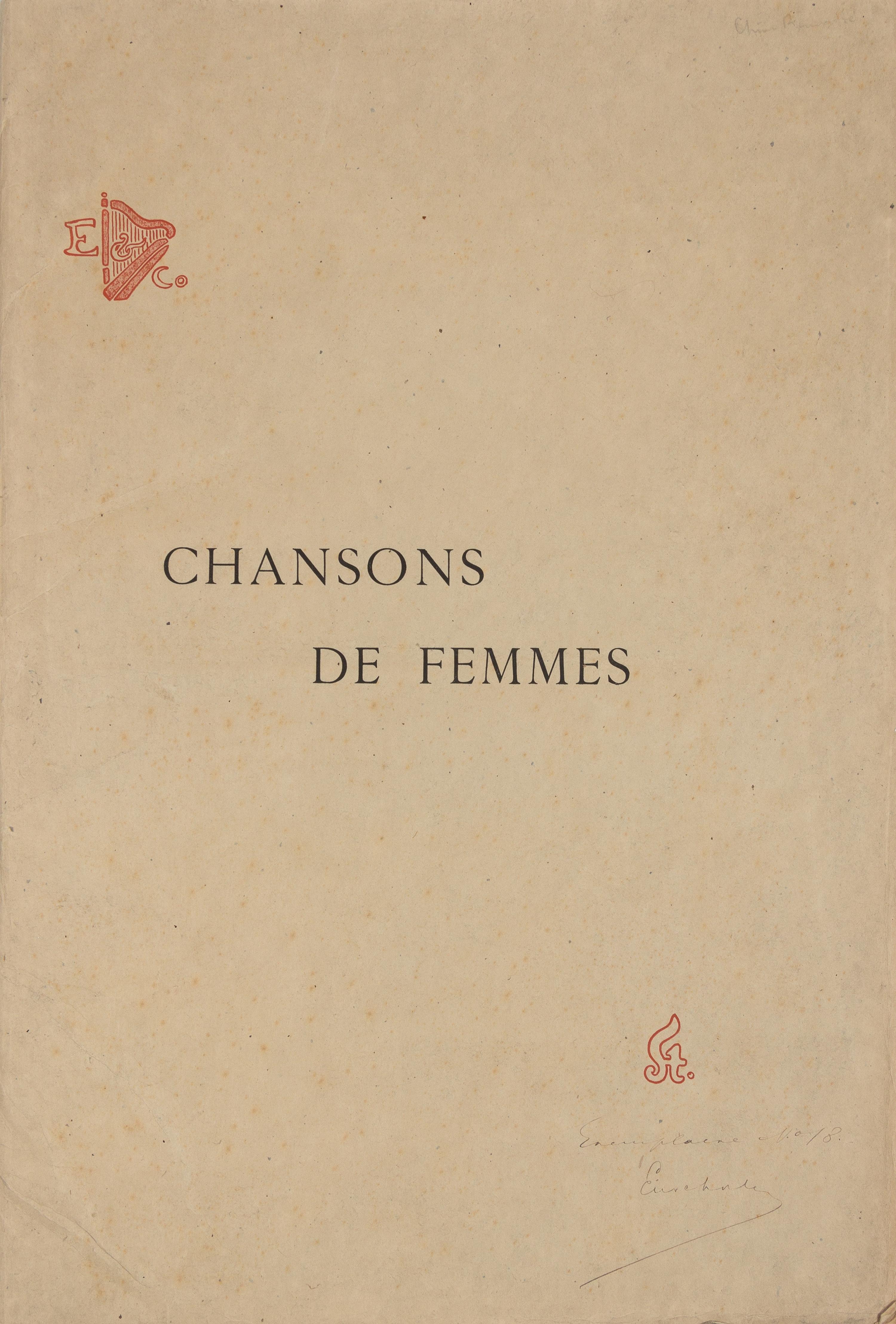 STEINLEIN, Théophile-Alexandre and Paul DELMET. Chansons de Femmes. [Paris: Enoch & Cie, ca 1897]. Lithographic title and 15 plates.