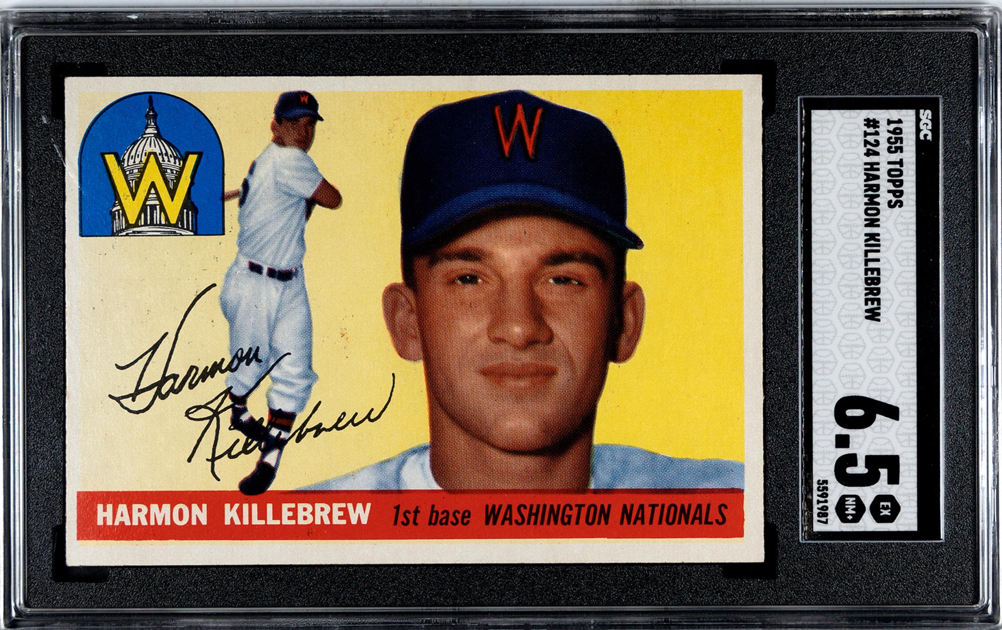 A 1955 Topps Harmon Killebrew Rookie Baseball Card No. 124 (SGC 6.5 EX/NM+)