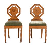 A Pair of Charles X Walnut Hall Chairs