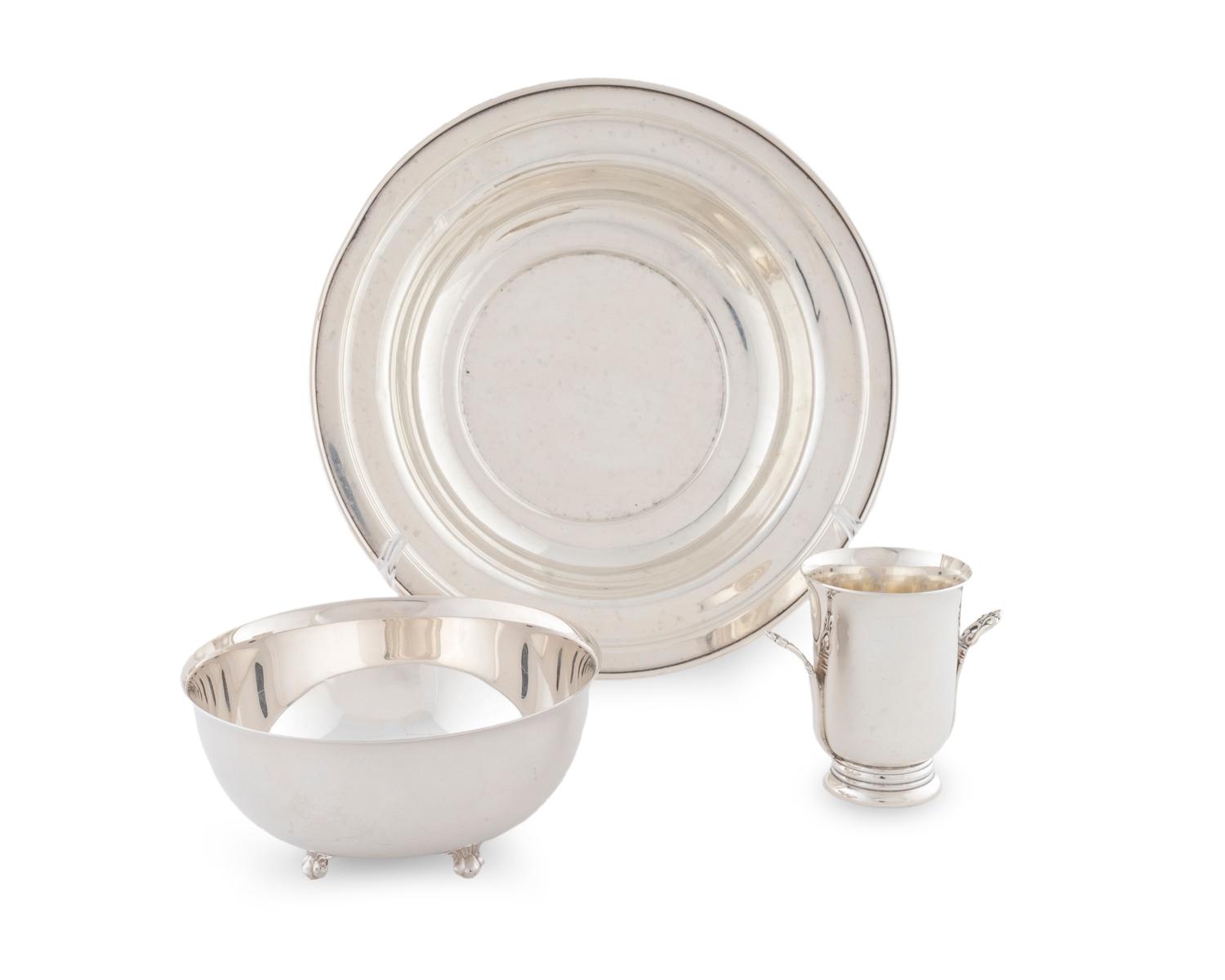 Two American Silver Articles and a Silver Plate Bowl — 20TH CENTURY
