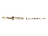 A Collection of White Gold Bar Brooches,