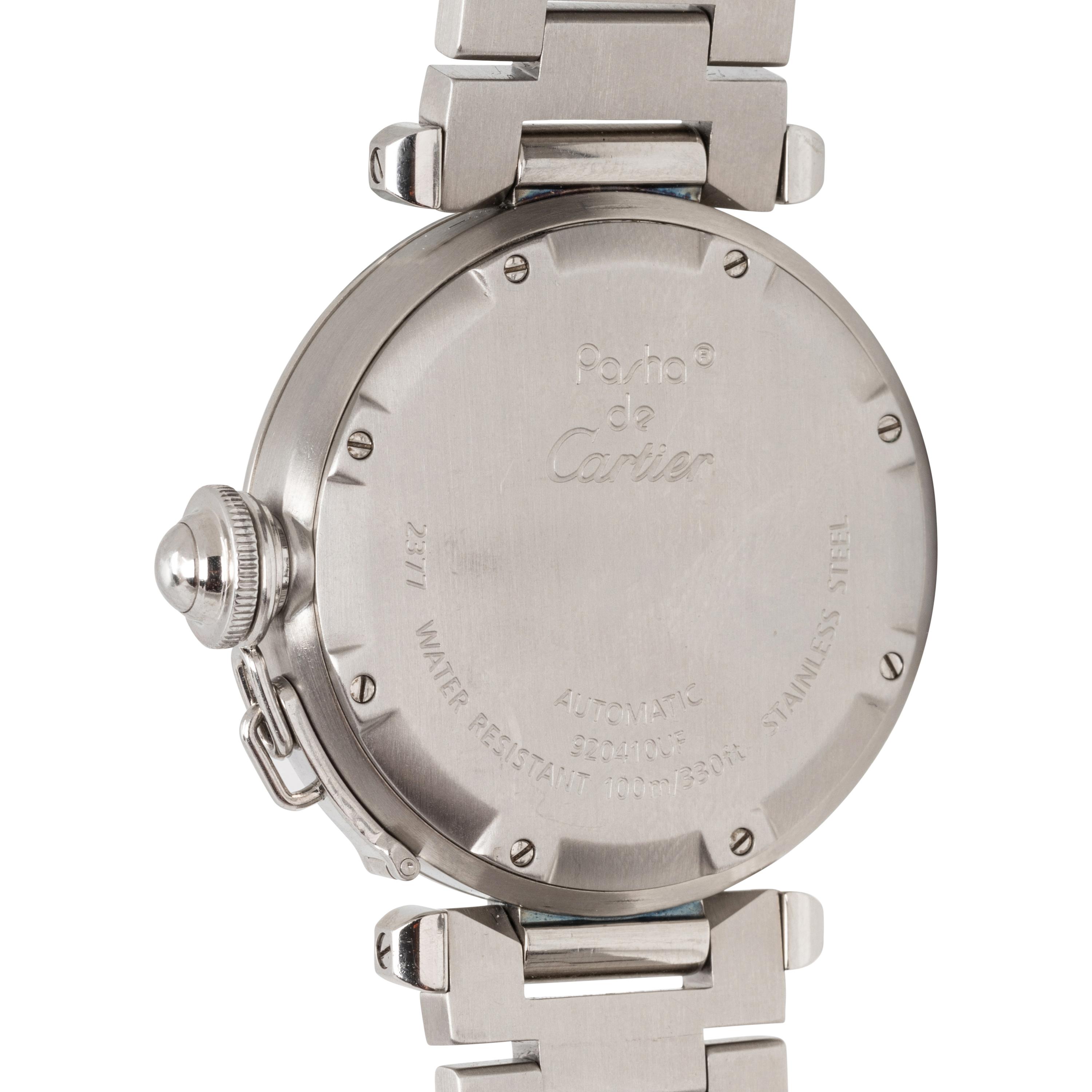CARTIER, STAINLESS STEEL 'PASHA C MERIDIAN GMT' WATCH