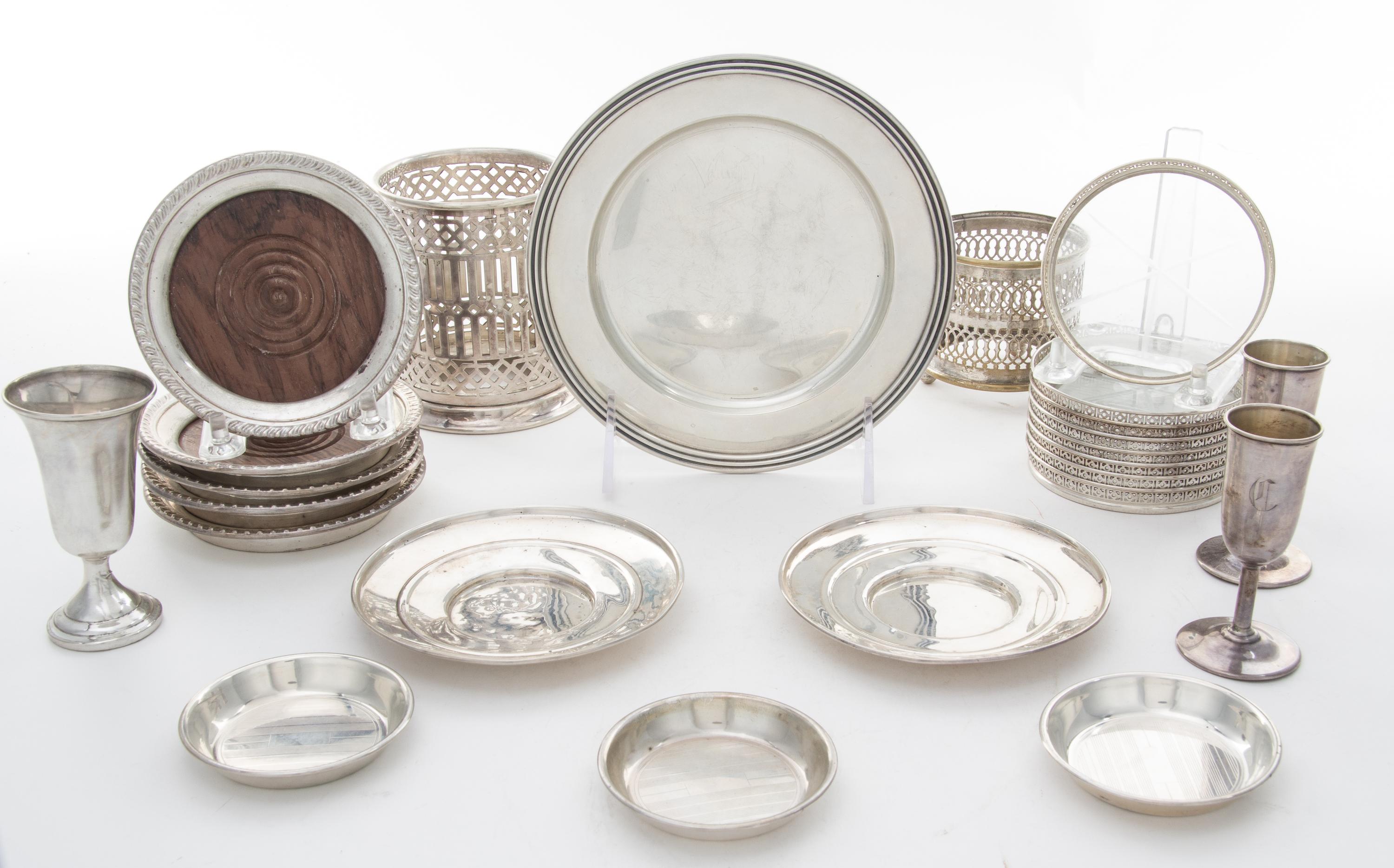 A Collection of American Silver Articles Diameter of largest coaster 3 7/8 inches.
