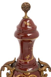 An Assembled French Gilt Metal Mounted Porcelain and Pottery Garniture