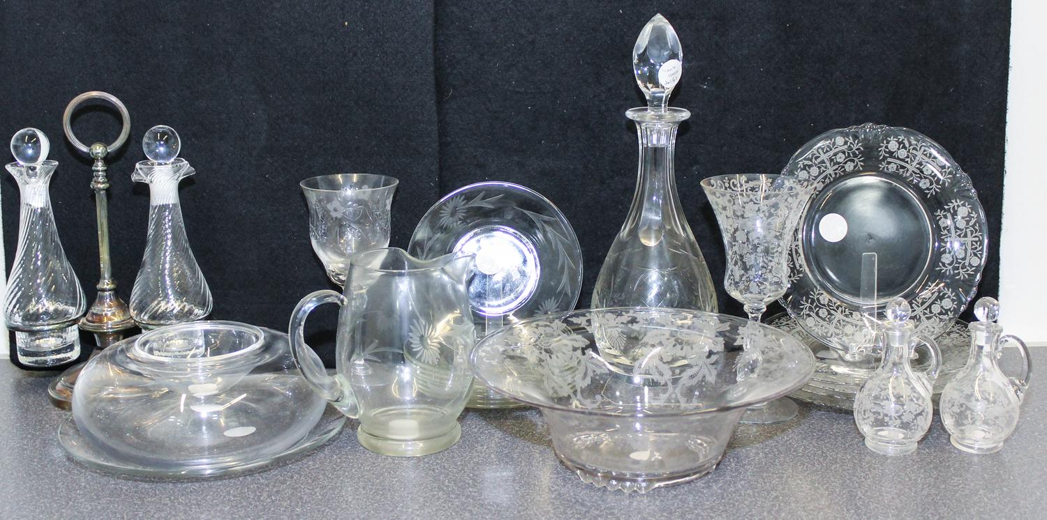 A Collection of Glass Serving Articles Height of first 6 inches.