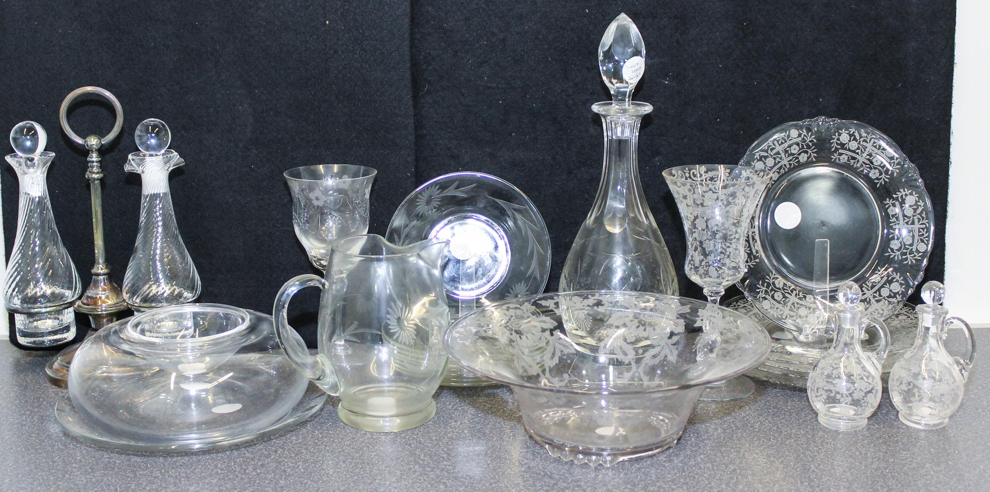 A Collection of Glass Serving Articles Height of first 6 inches.