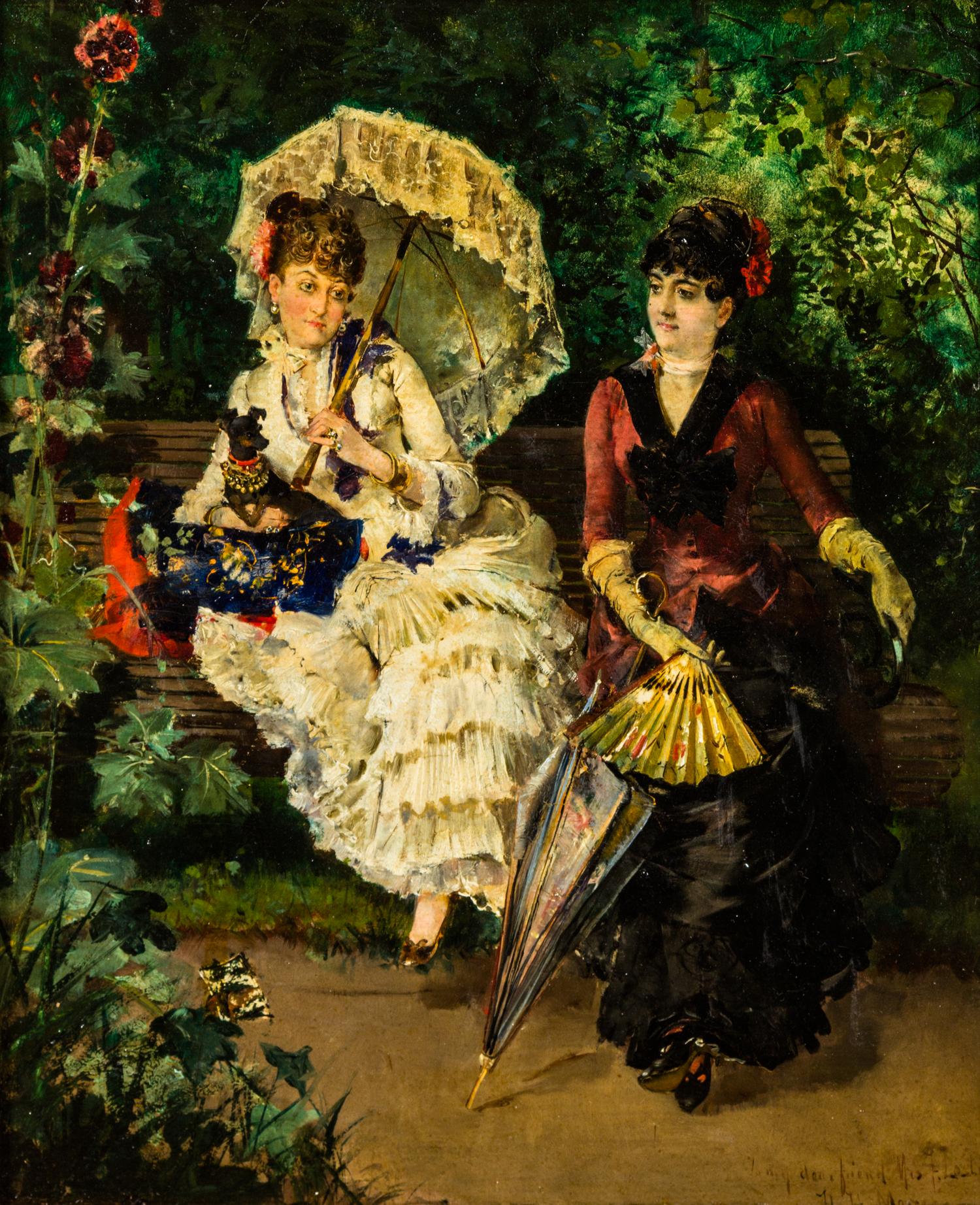 Harry Humphrey Moore, (American, 1844–1926), Two Women and a Dog